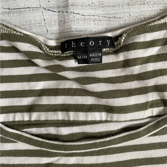 Theory Olive and White Puff Sleeve Fitted Mini Dress Size M - Picture 4 of 5